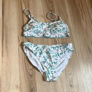Green and purple floral bikini set